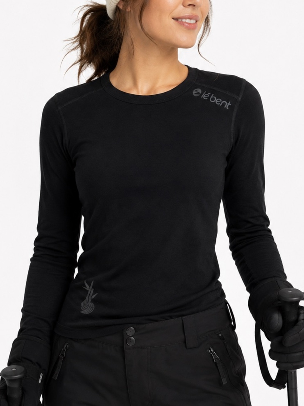 LeBent Black Base Layer XS Bamboo Merino Wool Thermal Long Sleeve Women’s